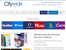 Tablet Screenshot of citywideprint.com.au